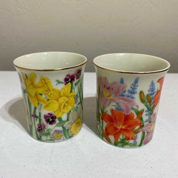 1995 Lenox Day Lily & Daffodil Flower Blossom Coll Suzanne Clee Pair Of … - Picture 3 of 9